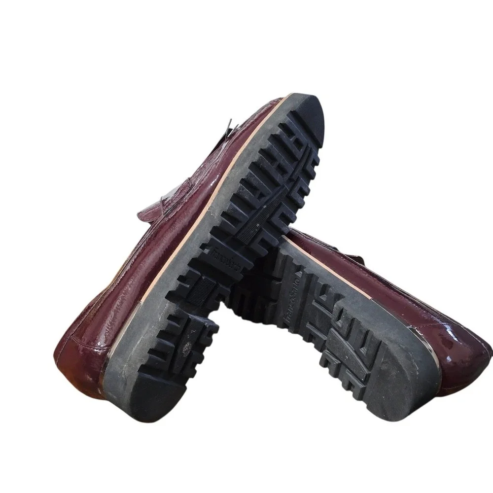 FRANCO SARTO Burgundy Patent Loafers Preppy Academia Classic Chic 9M office core